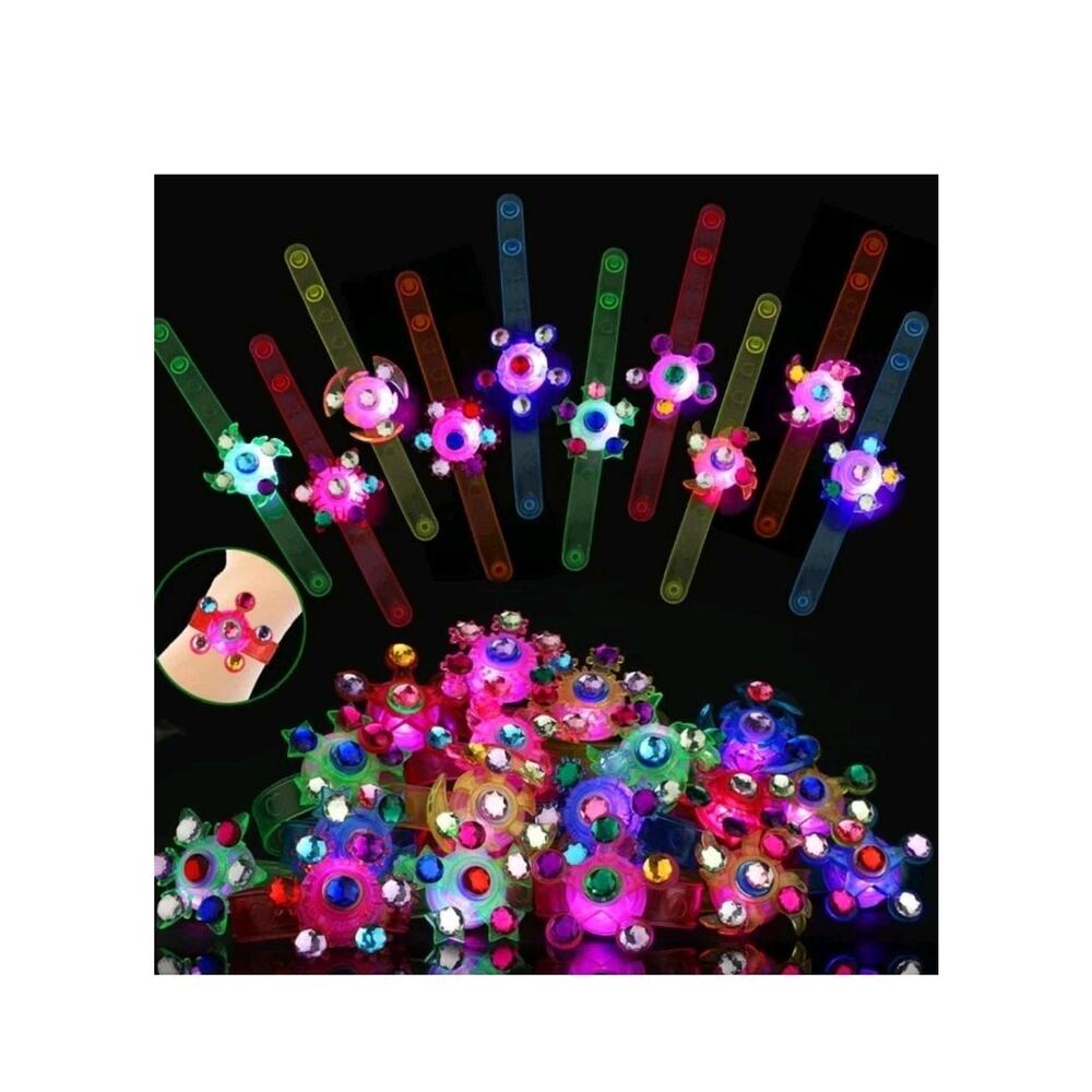 48-Pack LED Light Up Fidget Spinner Bracelets - Glow in The Dark Party Favors...